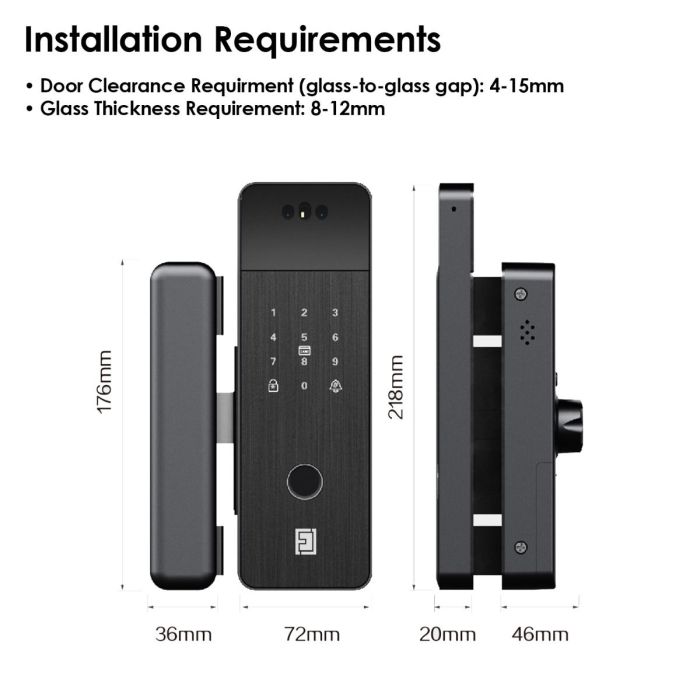 FHFEGLG16VDA – Biometric Frameless Glass Active Vision Video Doorbell Smart Lock G4 – supplier gallery view 8