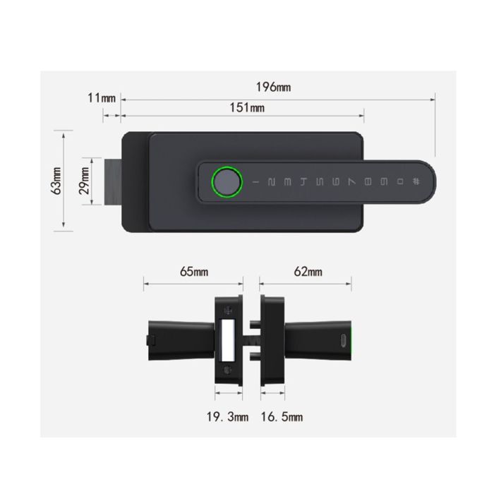 FHFEGLHDLG7A – Biometric Frameless Glass Office Door Handle Smart Lock H2 Bluetooth – supplier gallery view 5