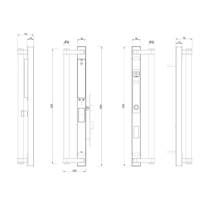 FEHDS1 – FORGE Biometric Ultra Heavy-Duty D-Handle Push & Pull Smart Lock HDS1 | TTLock BLE – supplier gallery view 2