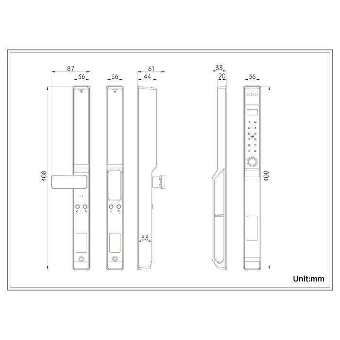 FHFESLFAS3T – FORGE Biometric Aluminium Frame Door Push & Pull Smart Lock S3T | TTLock – supplier gallery view 2