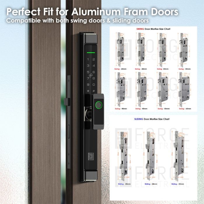 FHFEUTSLMH3A – FORGE Biometric Aluminium Frame Sliding Door Smart Lock HV3 | TTLock BLE – supplier gallery view 7