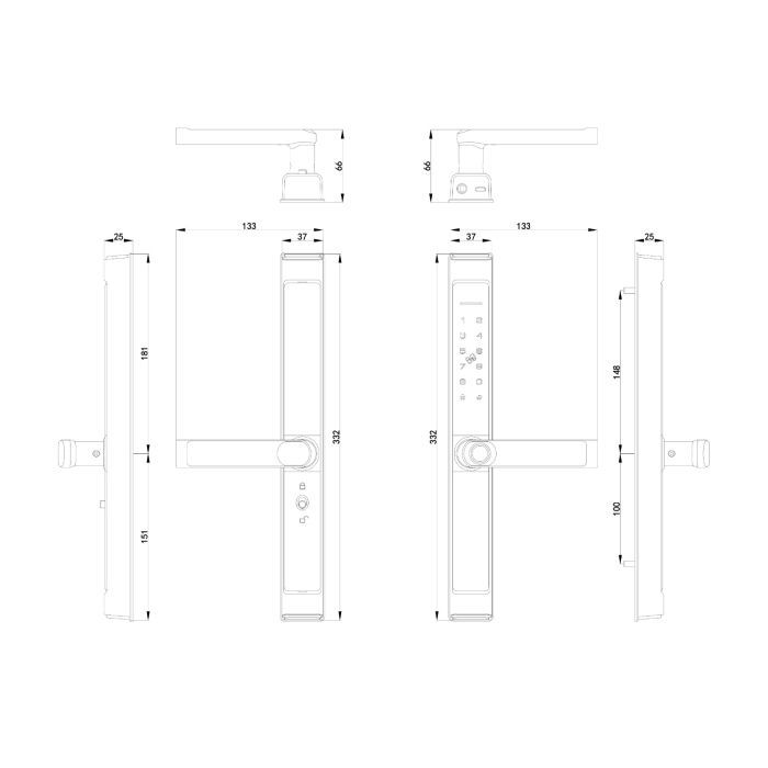 FHFEUTSLMH3T – FORGE Biometric Aluminum Frame Slim Smart Lock HL3 | TTLock BLE – supplier gallery view 2
