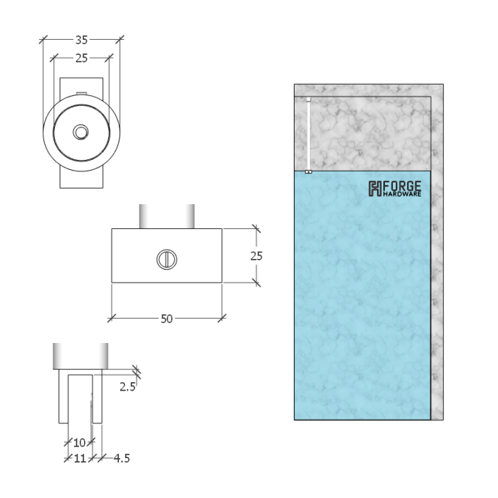 FGCB1200C – Bracing Bar Over Panel Glass to Ceiling 1200mm Chrome – supplier gallery view 4