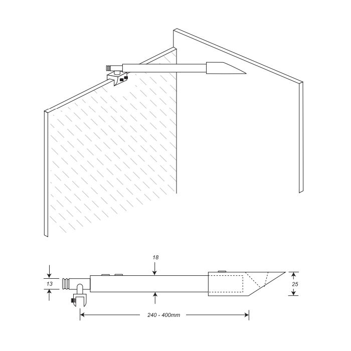 FGWB240C – Bracing Bar Glass to Wall 240-400mm Chrome – supplier gallery view 3