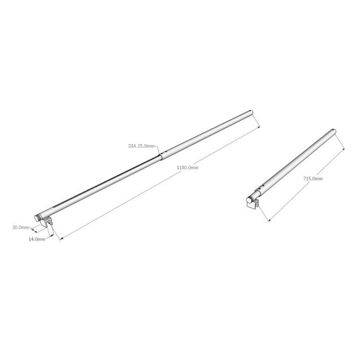FGWB700S – Bracing Bar Glass to Wall 715-1180mm Satin – supplier gallery view 3