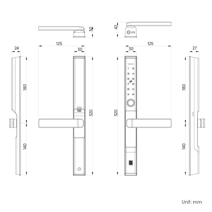FHFEUTSLMH2A – FORGE Biometric Ultra Low Profile Smart Handle Lock H2 WiFi – supplier gallery view 6