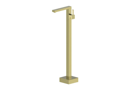 Floor Standing Bath spout and Mixer - Rectangle - Brushed Brass Electro
