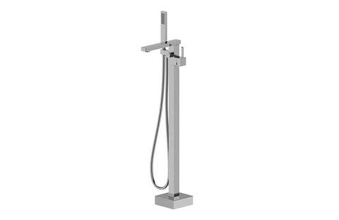 Floor Standing Bath spout with Mixer and Hand shower - Satin Nickel