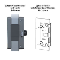 FHFEGLFFKEYG9A – Biometric Frameless Glass Office Door Friction Fit Smart Lock G3 15mm Glass – supplier gallery view 2
