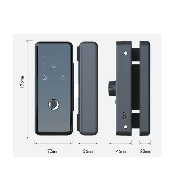 FHFEGLFFKEYG9A – Biometric Frameless Glass Office Door Friction Fit Smart Lock G3 15mm Glass – supplier gallery view 6