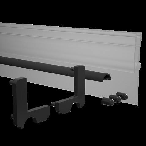 Matt black sill-less shower conversion kit components