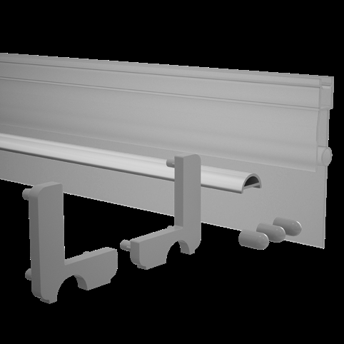 Silver sill-less shower conversion kit components