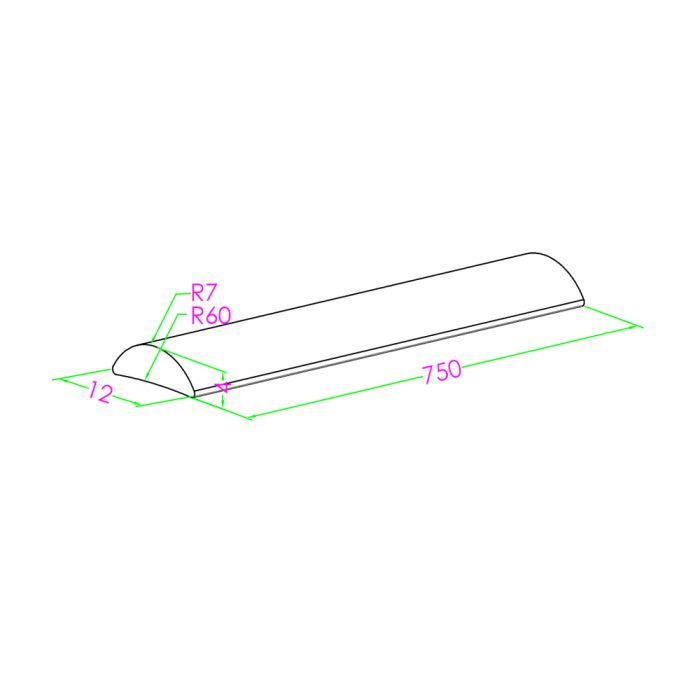 HR1750PN – Half Round Water Seal Bar 750mm Polished Nickel – supplier gallery view 2