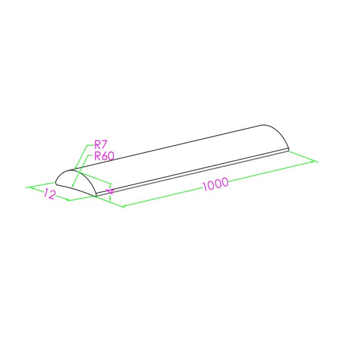 HRCLR1000 – Half Round Acrylic Water Seal Bar 1000mm – supplier gallery view 2