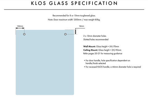 KLOS Sliding Internal Glass Door Hardware Kit,