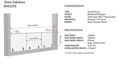 Glass Balustrade Spigot - Stainless Steel SS2205, For 12mm glass