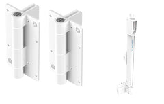 White Magna Pool Safe Latch With Kwik fit Hinges, Lockable White Pool Gate Latch