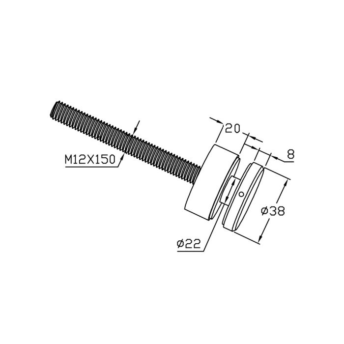 BF11503820B – Glass Anchor Slimline 38mm Diameter x 20mm Spacer BLK – supplier gallery view 4