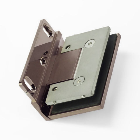 Forge Frameless Shower Hinge Heavy Duty Adjustable Glass to Wall L-Shape 90 Degrees - NERO Brushed Bronze