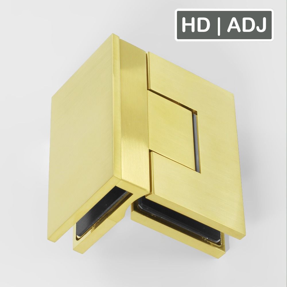 Forge Frameless Shower Hinge Heavy Duty Adjustable Glass to Glass 90 Degrees - NERO Brushed Gold