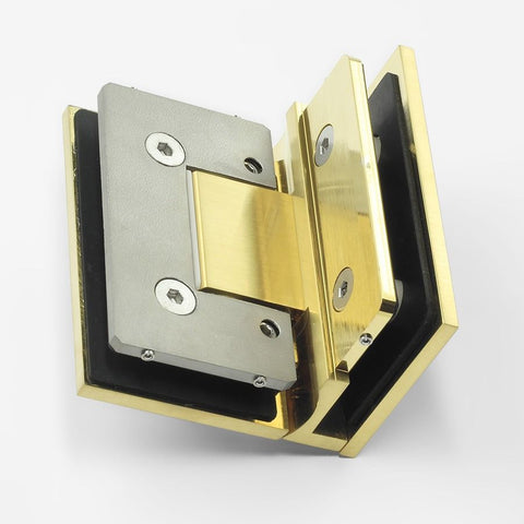 Forge Frameless Shower Hinge Heavy Duty Adjustable Glass to Glass 90 Degrees - NERO Brushed Gold