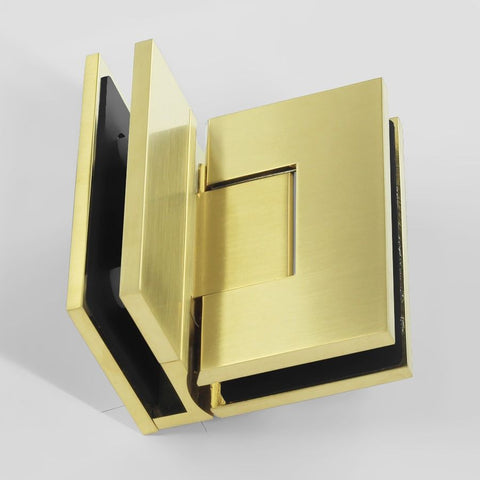 Forge Frameless Shower Hinge Heavy Duty Adjustable Glass to Glass 90 Degrees - NERO Brushed Gold