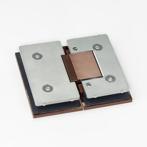 Forge Frameless Shower Hinge Heavy Duty Adjustable Glass to Glass 180 Degrees - NERO Brushed Bronze