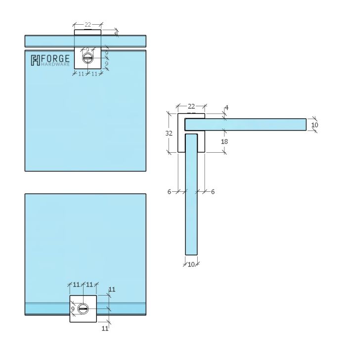 OPF2SQGM – Overpanel Fitting Square 10mm/10mm Gunmetal – supplier gallery view 3