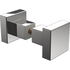 Square recessed knob for shower door - Chrome