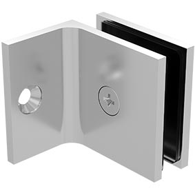 Square slimline offset wall bracket for frameless glass shower screens - Chrome