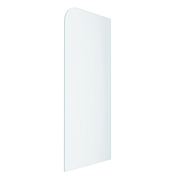 Fluted Glass Shower Screen Fixed Panels - Walk-in shower panel with radius corner, Ultra-clear narrow reed glass