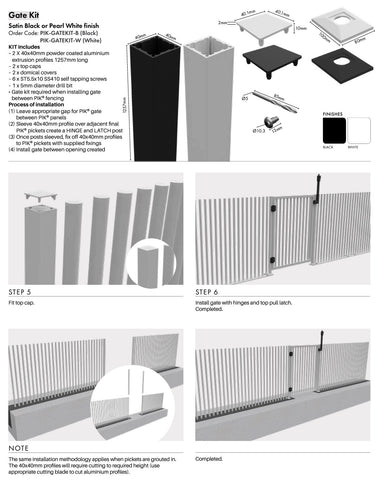 PIK Gate - 975Wx1200H - Black   Blade Picket Pool Gate