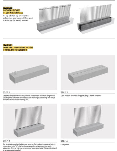 PIK - PICKET KIT - 1600H - White  Blade Picket Pool Fence Blades