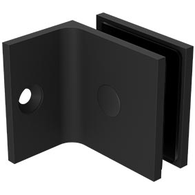 Square slimline offset wall bracket for frameless glass shower screens - Matt Black