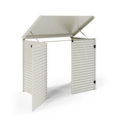 Pool Pump Storage, Aluminium Slat Storage Closure, Bin Storage in Surfmist with Open Back Panel