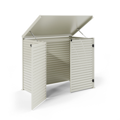 Pool Pump Storage, Aluminium Slat Storage Closure, Bin Storage in Surfmist with Slatted Back Panel