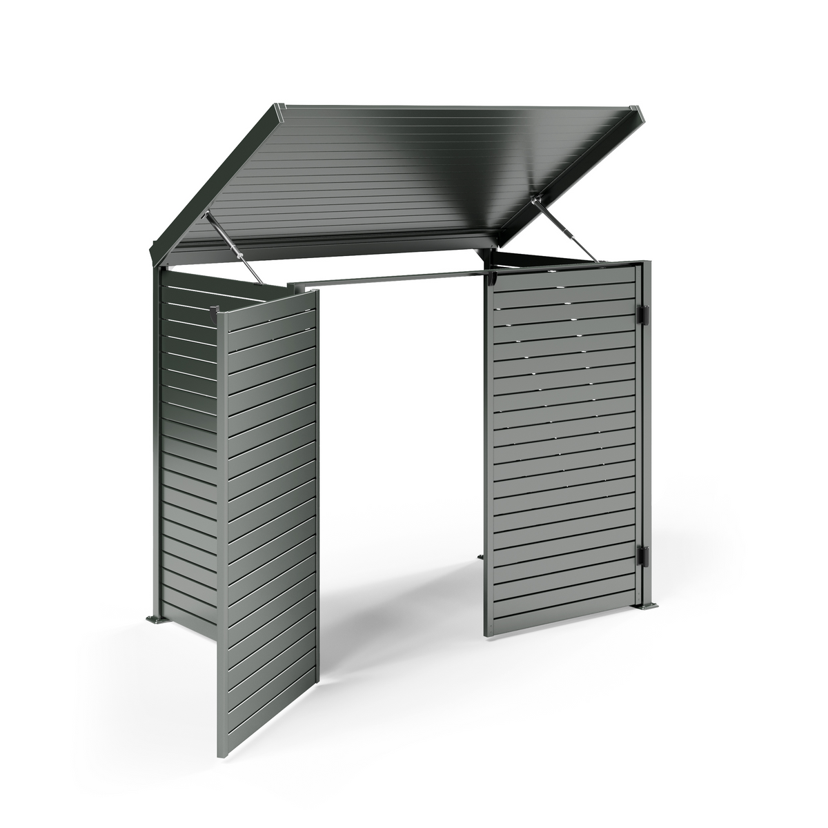 Pool Pump Storage, Aluminium Slat Storage Closure, Bin Storage in Woodland Grey with Open Back Panel