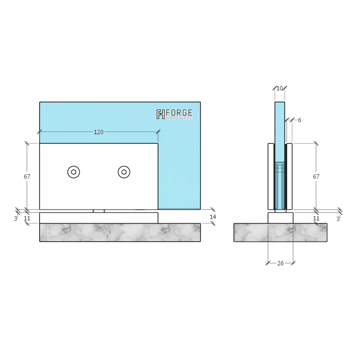 PSHHDC – Forge Heavy Duty Pivot Shower Hinge Chrome – supplier gallery view 3