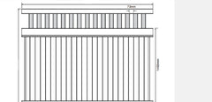 Custom made, SLAT TOP Sliding gate, Hampton Fence Gate, PVC, up to 2100 x 4900mm, Flat pack