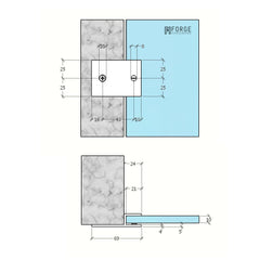 Forge Frameless Shower Screen U Bracket Square with Vertical Leg - Dark Antique Brass