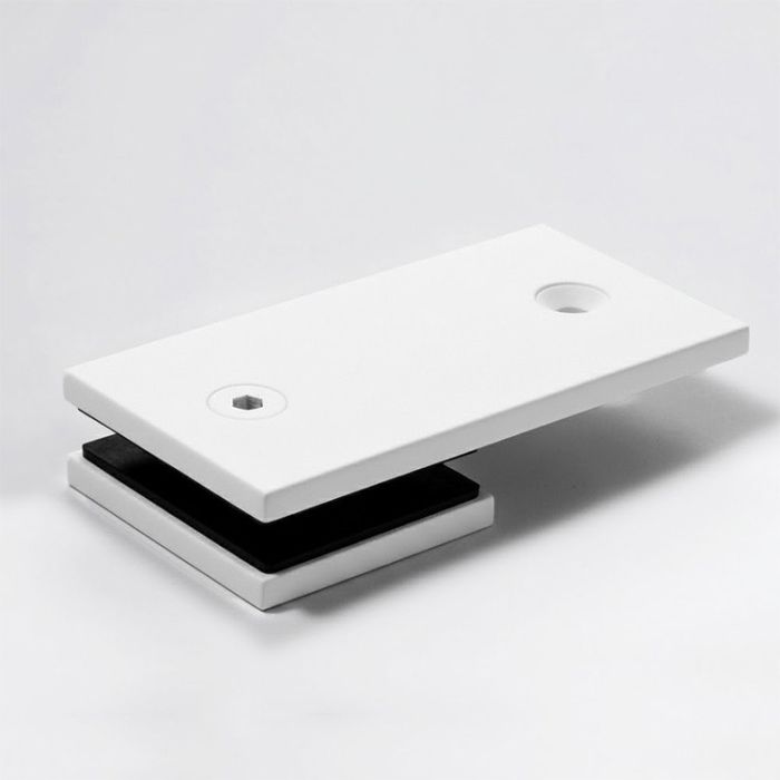 SB180SQMW – Bracket Square Glass to Wall 180 Degree Matt White – supplier gallery view 2