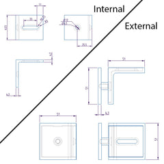 Forge Frameless Shower Screen Bracket Glass to Wall 90 Degrees Adjustable - Black