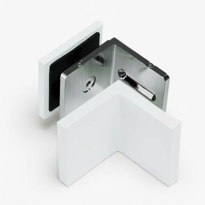 SB50ADJMW – Bracket Glass to Wall 90 Degree Adjustable Matt White – supplier gallery view 2