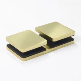 Bracket Square Glass to Glass 180 Degree Nero Brushed Gold