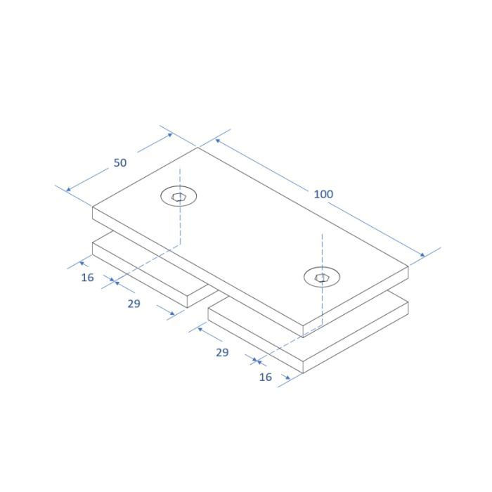 SBD180SQWBN – Bracket Square Glass to Glass 180 Degree Warm Brushed Nickel – supplier gallery view 3