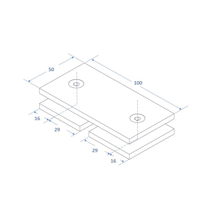SBD180SQBB – Bracket Square Glass to Glass 180 Degree Brushed Brass – supplier gallery view 3