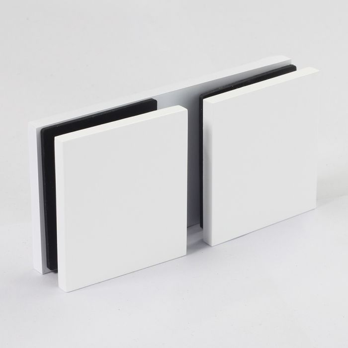 SBD180SQMW – Bracket Square Glass to Glass 180 Degree Matt White – supplier gallery view 2