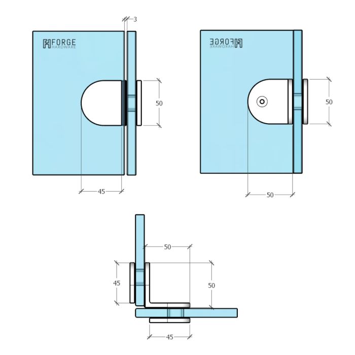 SBD50C – Bracket Glass to Glass 90 Degree Chrome – supplier gallery view 2