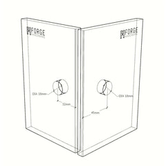 Forge Frameless Shower Screen Bracket Square Glass to Glass 90 Degrees Corner - Antique Brass