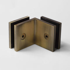 Forge Frameless Shower Screen Bracket Square Glass to Glass 90 Degrees Corner - Antique Brass